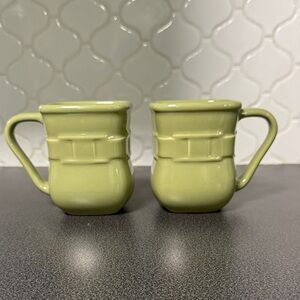 Set of two green Longaberger mugs